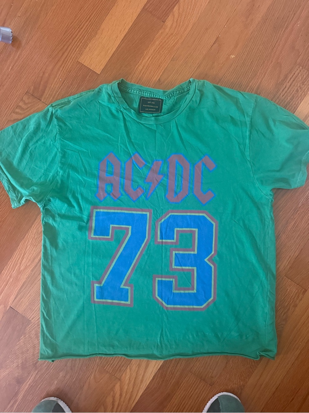 AC/DC Green Short Sleeve Graphic Tee - '73 Number Print